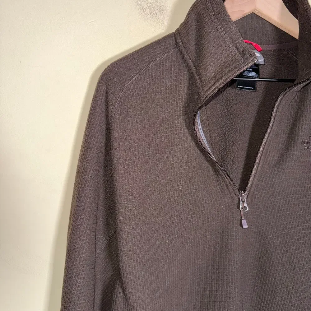 THE NORTH FACE chocolate brown waffle knit quarter zip outdoor pullover M